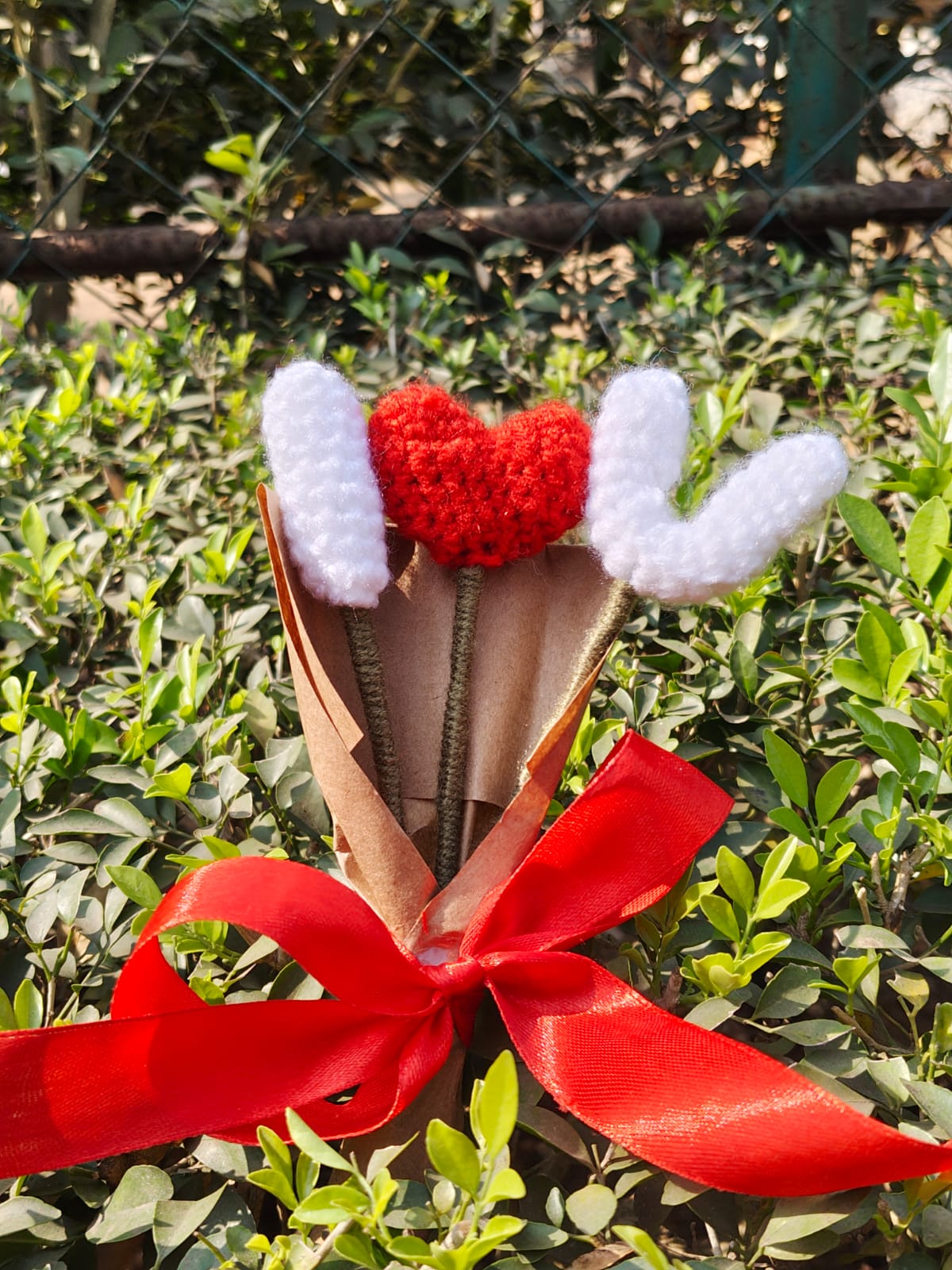 Red crochet rose
